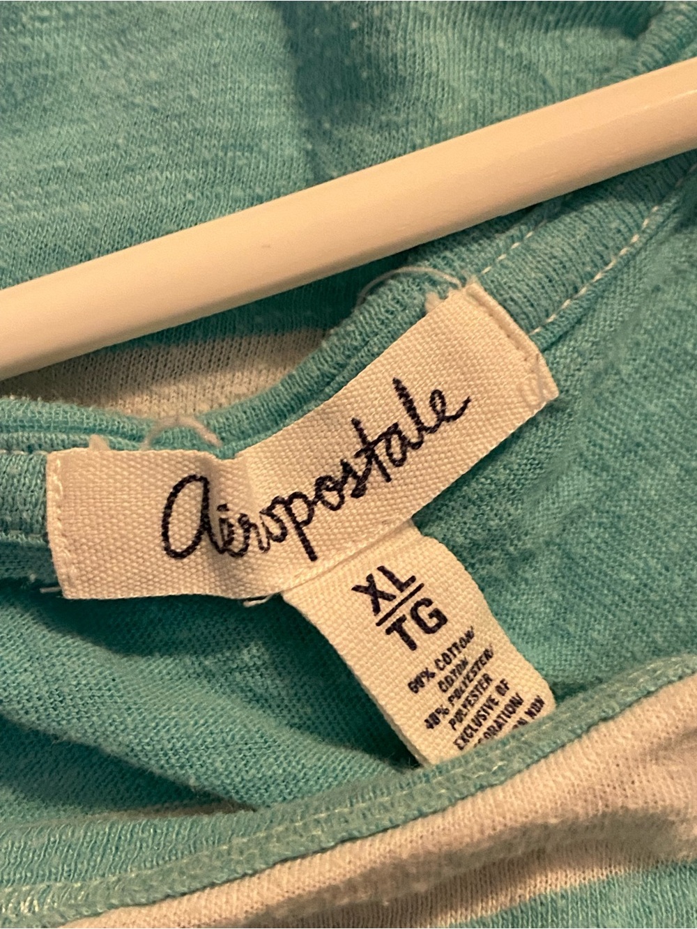 Aeropostale Teal and White Striped Tee with Pocket - Picture 2 of 2